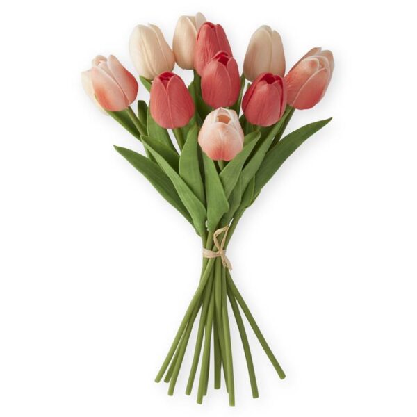 13 Inch Coral & Peach Real Touch Mini Tulip Bundle