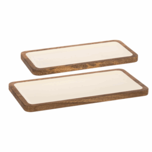 Rectangle Ivory Inlay Serving Tray (2 pc. set)