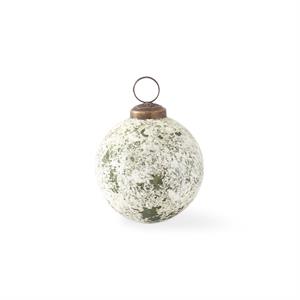 3 Inch Dark Green and; White Speckle Glass Ornament