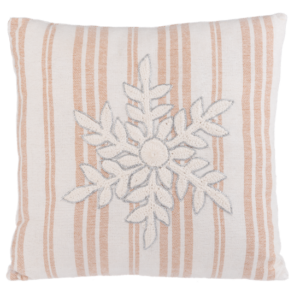 Woven Pillow 14" x 14" Striped with snowflake